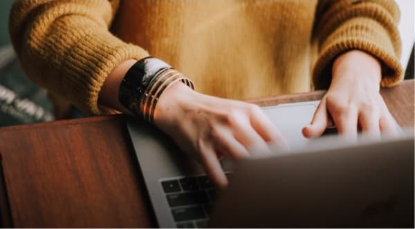 Person using a computer.